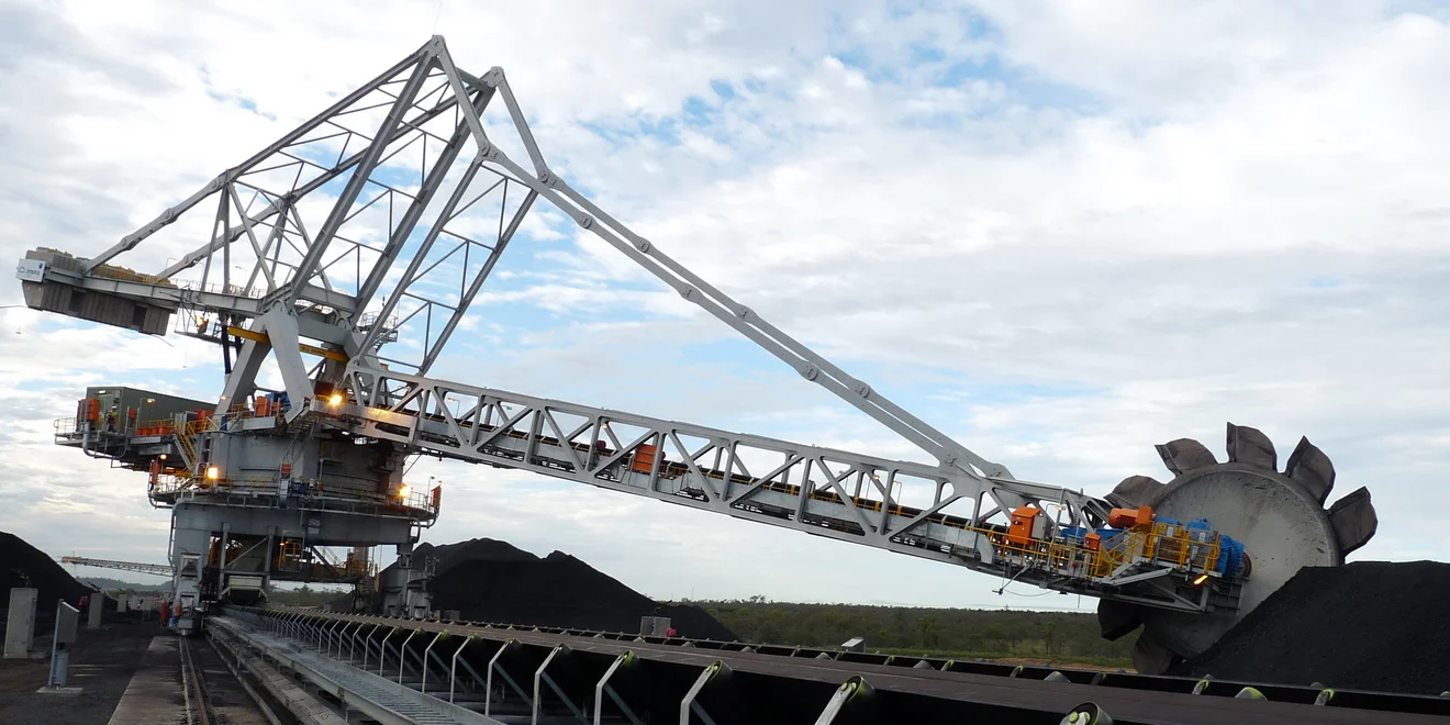 Boom-type bucket-wheel reclaimer in Australia.
