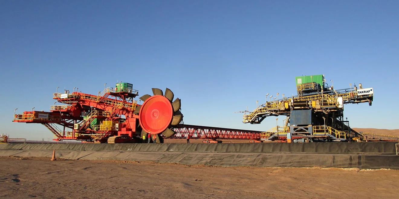 TAKRAF Mobile Stacking Bridge with reclaimer in Chile.
