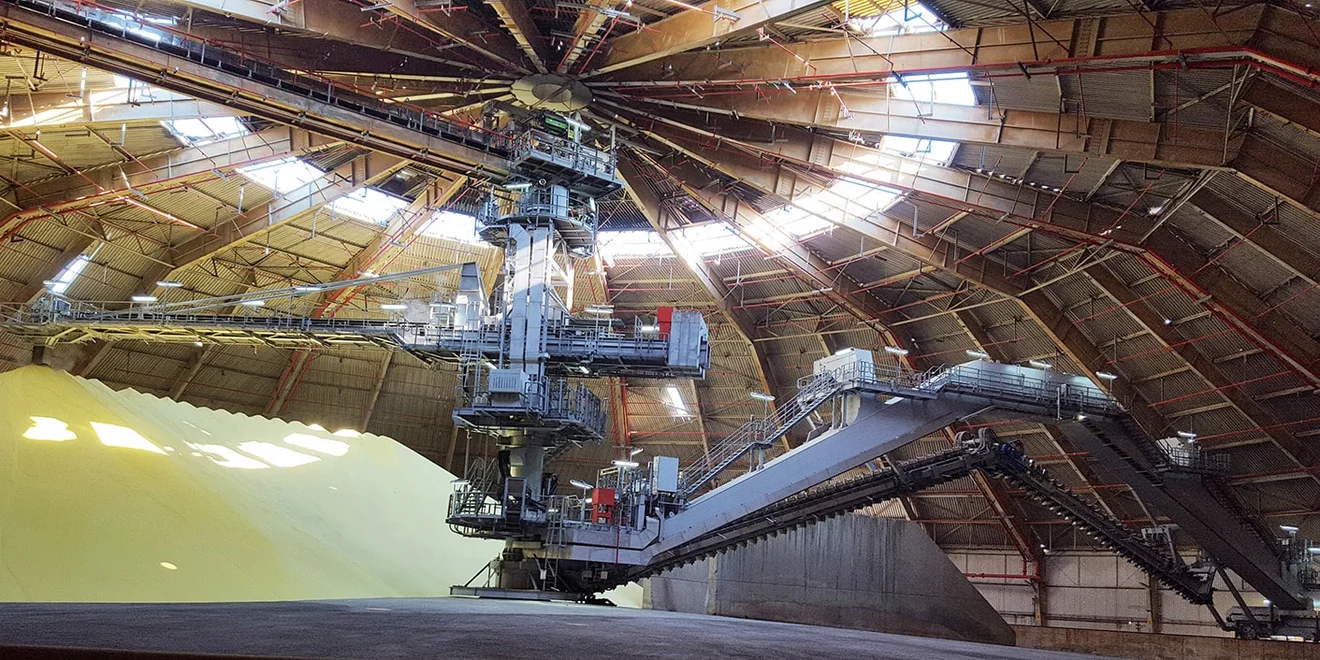 TAKRAF Circular Stacker and Portal Reclaimer for sulfur, Kuwait.