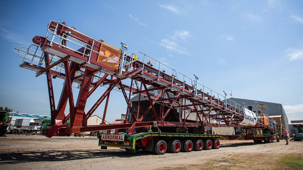 Replacement boom for an ash spreader ready to be transported to site from the fabricators in Johannesburg, South Africa. 
