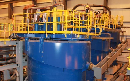 Three 40 m³ DELKOR BQR 400 flotation cells in the USA