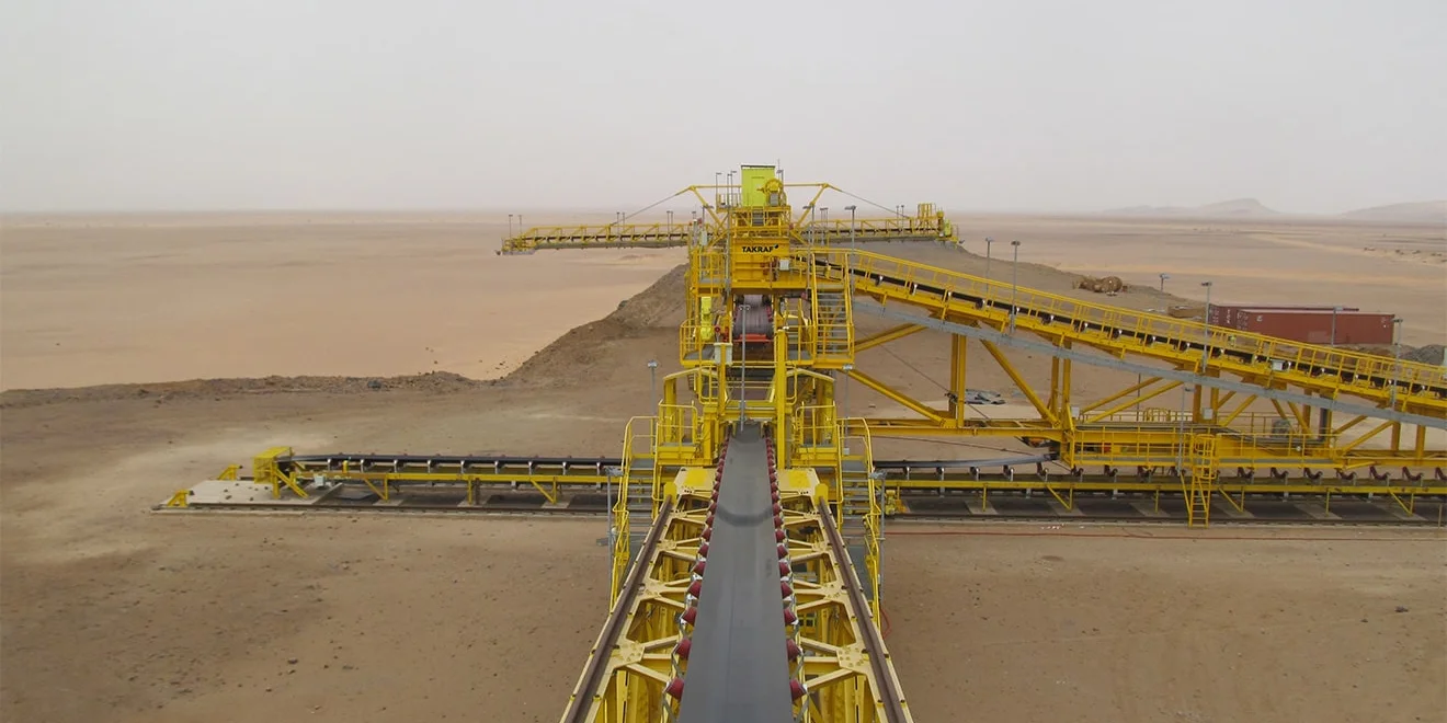 TAKRAF Mobile Stacking Bridge in operation at a waste dump in Mauritania.