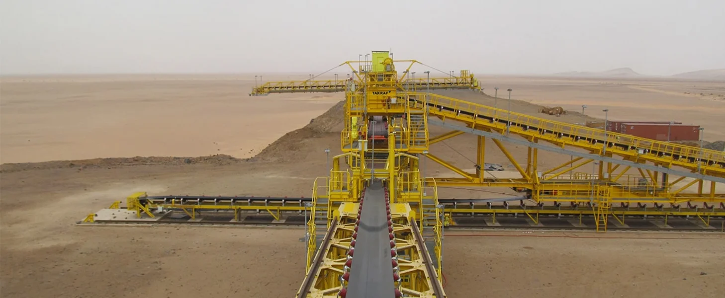 TAKRAF Mobile Stacking Bridge in operation at a waste dump in Mauritania.