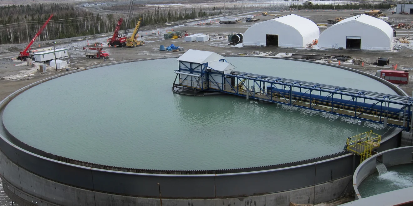 65 m diameter DELKOR High Rate Thickener in Canada.