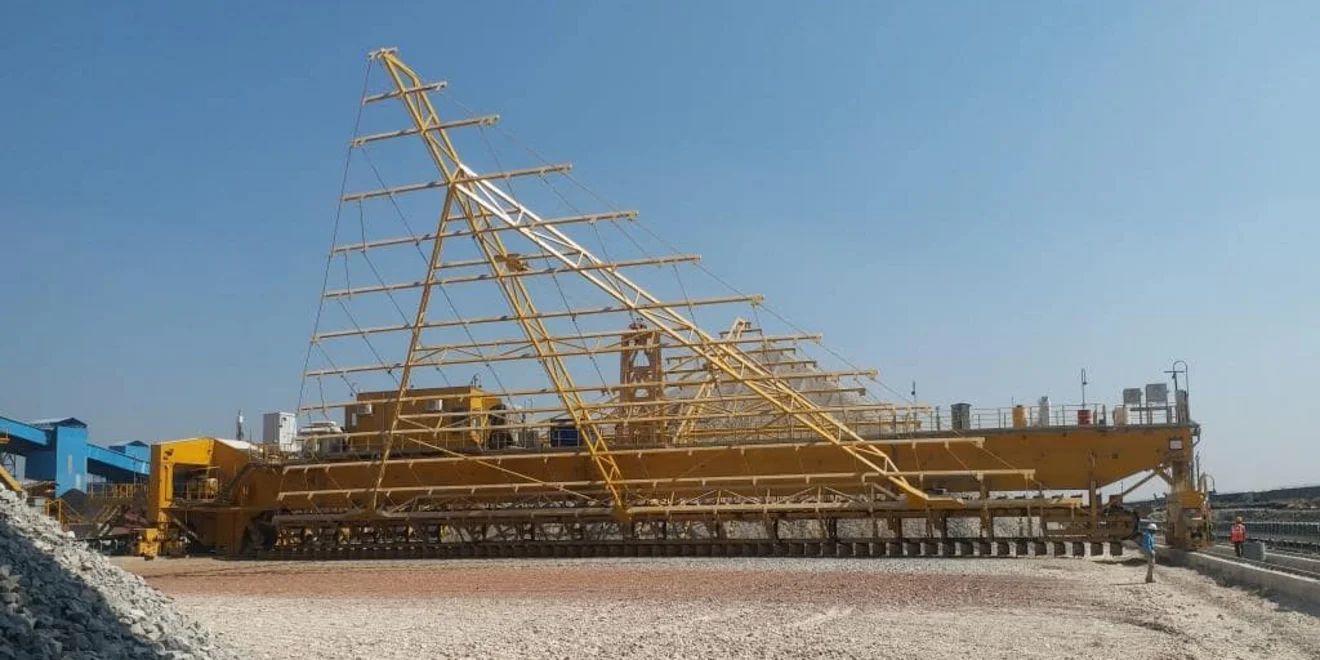 TAKRAF Bridge Reclaimer for lime stone in India.