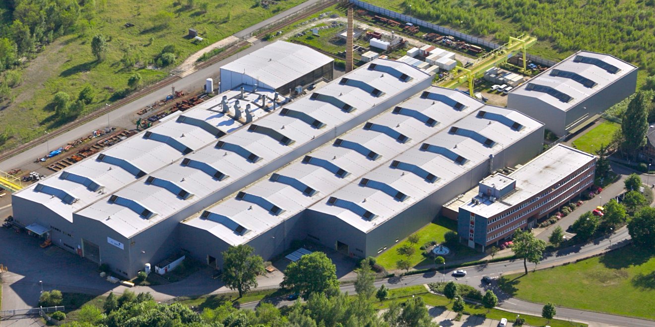 Birds-eye view of the TAKRAF Product & Service Center in Lauchhammer, Germany