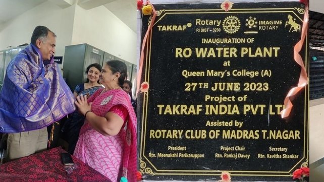 Rajagopalan Ramanathan meets the senior representatives from the Queen Mary’s Girls College for inauguration of the RO water plant at the school in Chennai.