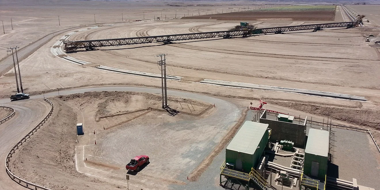TAKRAF Mobile Stacking Bridge during relocation (u-turn) at an ON-OFF-leach pad.