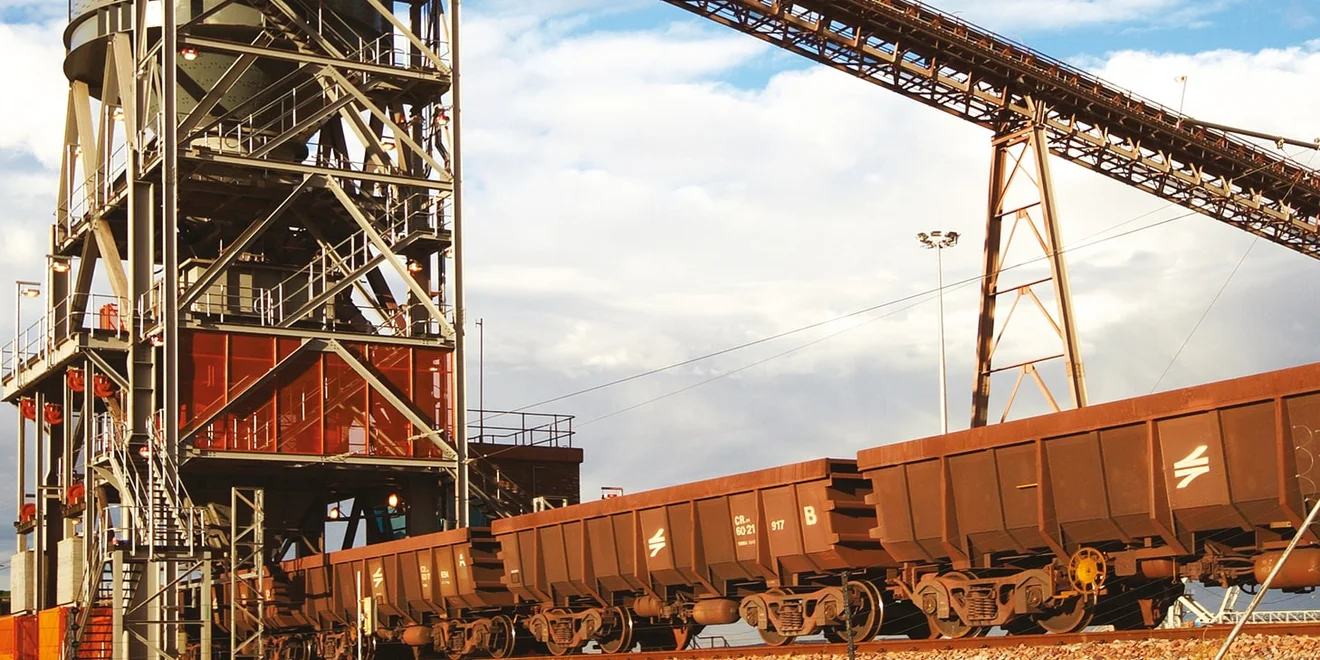 Gravimetric train loading station for iron ore in South Africa.
