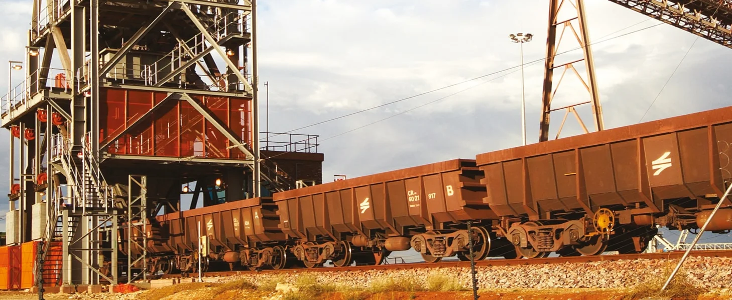 Gravimetric train loading station for iron ore in South Africa.