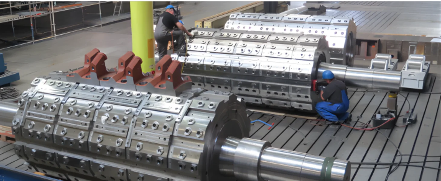 TAKRAF Double Roll Crusher Rolls in manufacturing