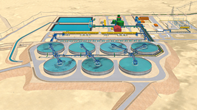 Layout, from the initial request phase in 2023, of the Talabre Thickened Tailings Project (PRET) with the seven DELKOR Thickeners.